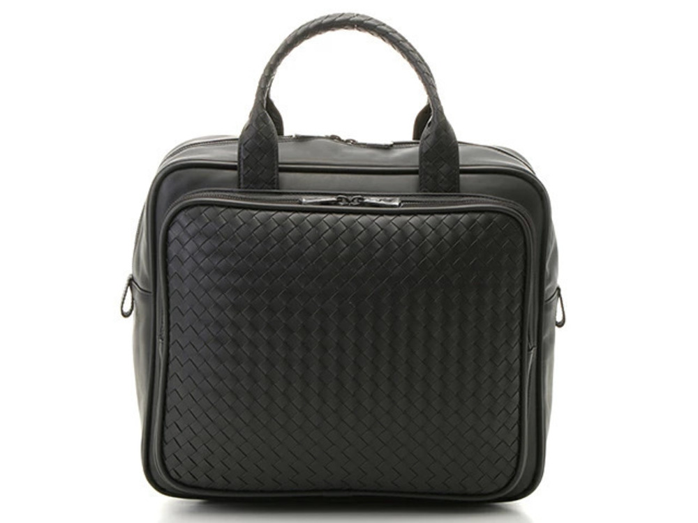 BOTTEGA VENETA Intrecciato Business Bag Black Calfskin